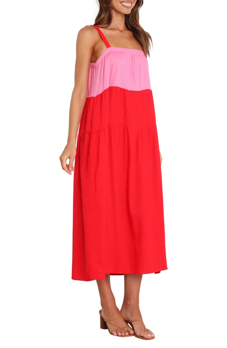 Petal & Pup Aliana Colorblock Midi Sundress, Alternate, color, Pink Splice