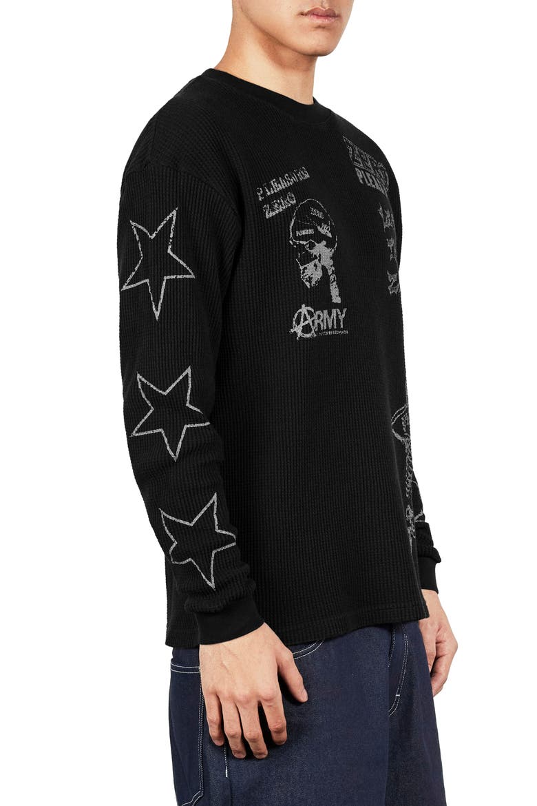 X Zero Skateboards Misled Thermal Graphic Long Sleeve T-Shirt, Alternate, color, BLACK