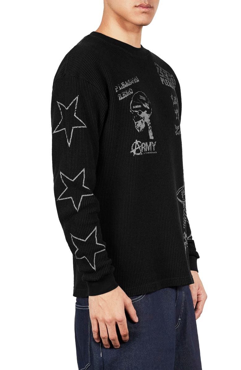 PLEASURES x Zero Misled Thermal Graphic Long Sleeve T-Shirt, Alternate, color, Black