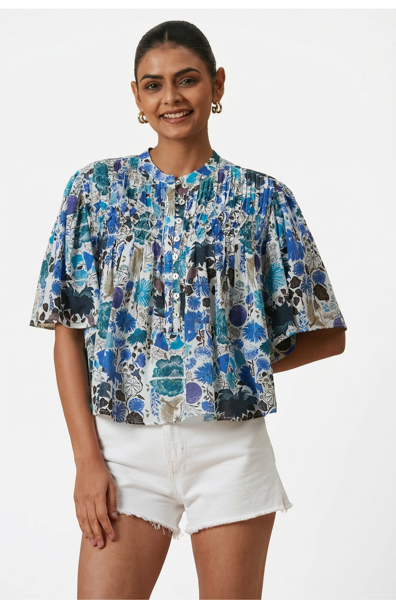 Ro's Garden Loretta Top, Main, color, Blue Heran