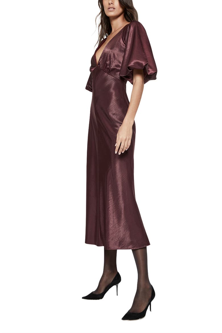 Everleigh Satin Midi Dress, Alternate, color, BURGUNDY