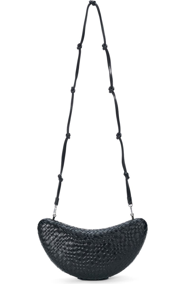 STAUD Crescent Leather Clutch, Alternate, color, Black