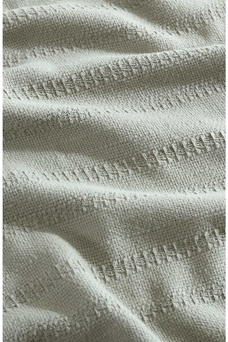 Variegated Weave Stripe Cotton Blanket, Alternate, color, GREEN