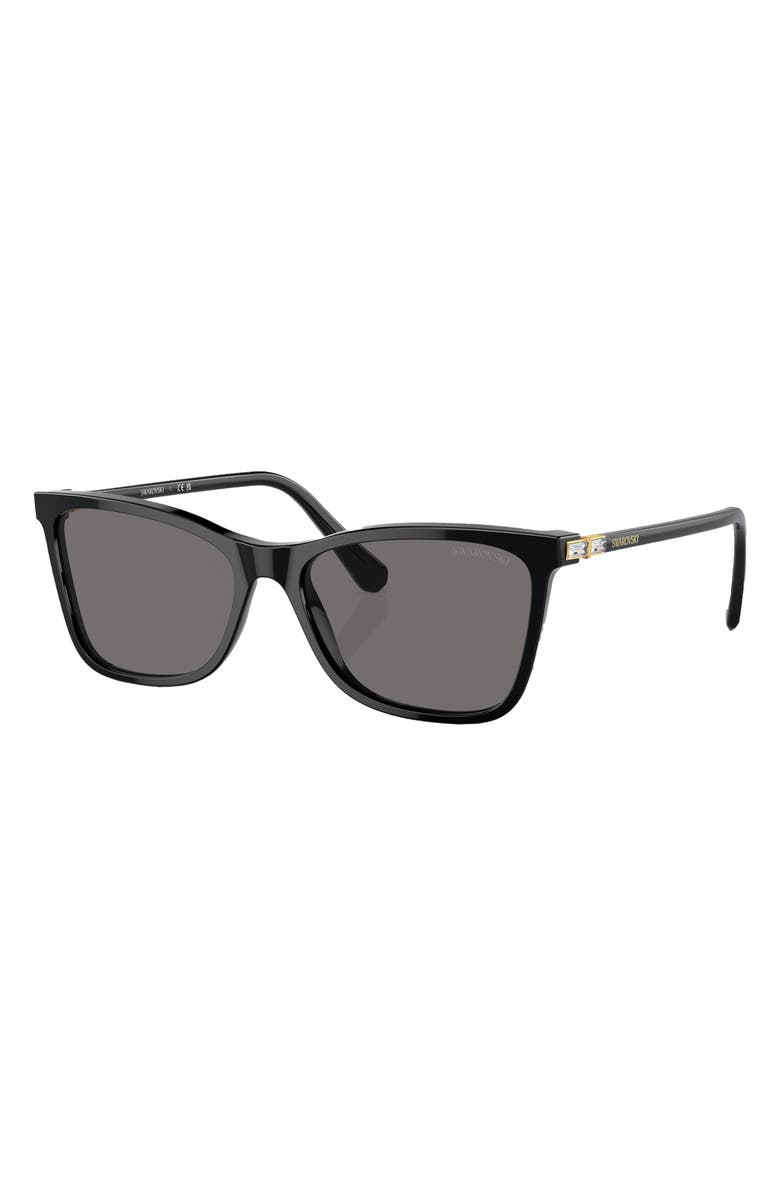 Swarovski 56mm Polarized Rectangular Sunglasses, Alternate, color, Black
