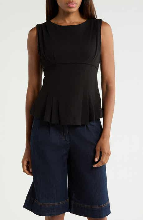 Pleated Peplum Knit Top
