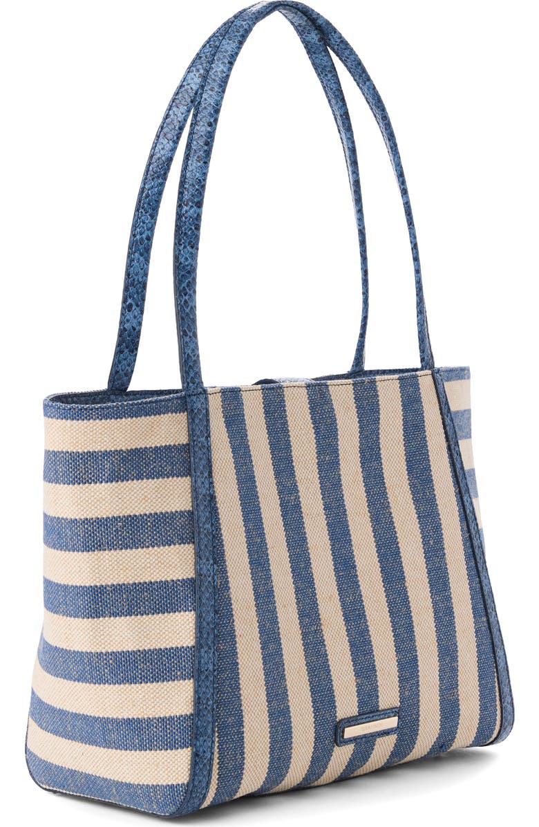 Brahmin Mona Croc Embossed Leather Tote, Alternate, color, Blue