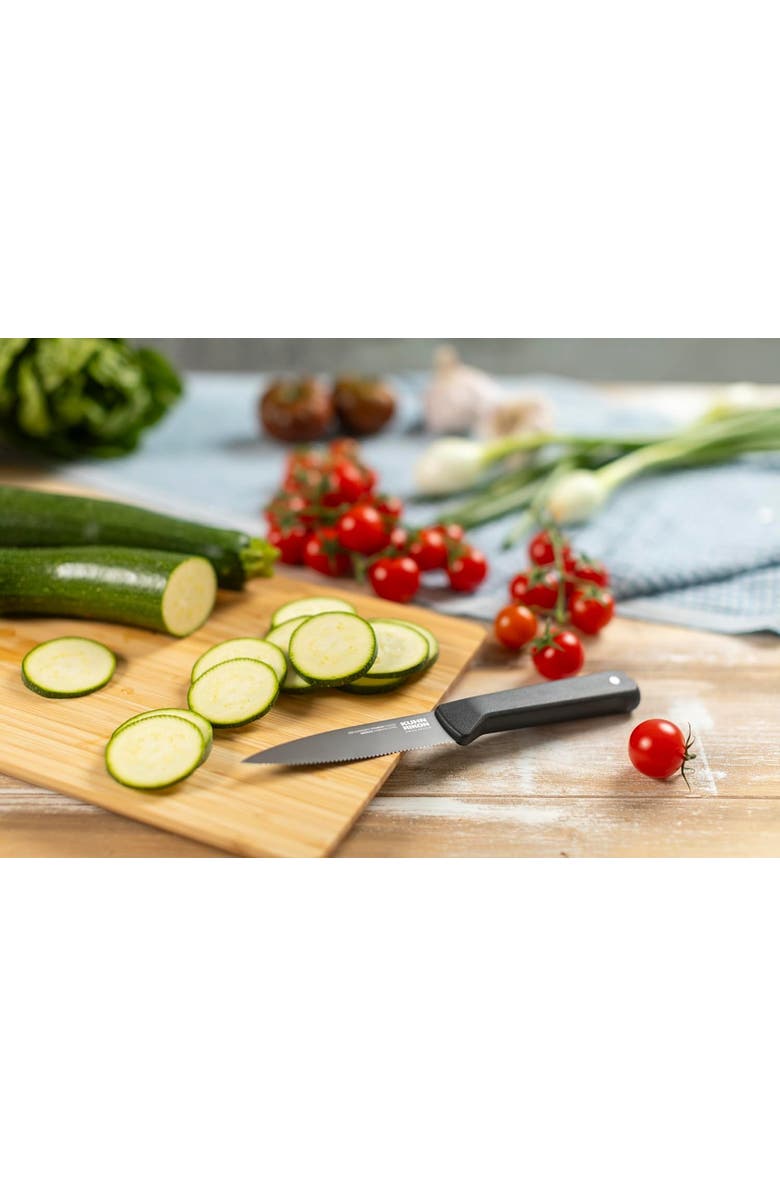 Kuhn Rikon ICED Serrated Paring Knife 3.5-Inch, Ice Hardened German Stainless Blade, Alternate, color, Black