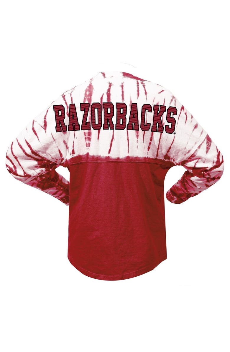 SPIRIT JERSEY Women's Cardinal Arkansas Razorbacks Tie-Dye Long Sleeve Jersey T-Shirt, Alternate, color, Cardinal