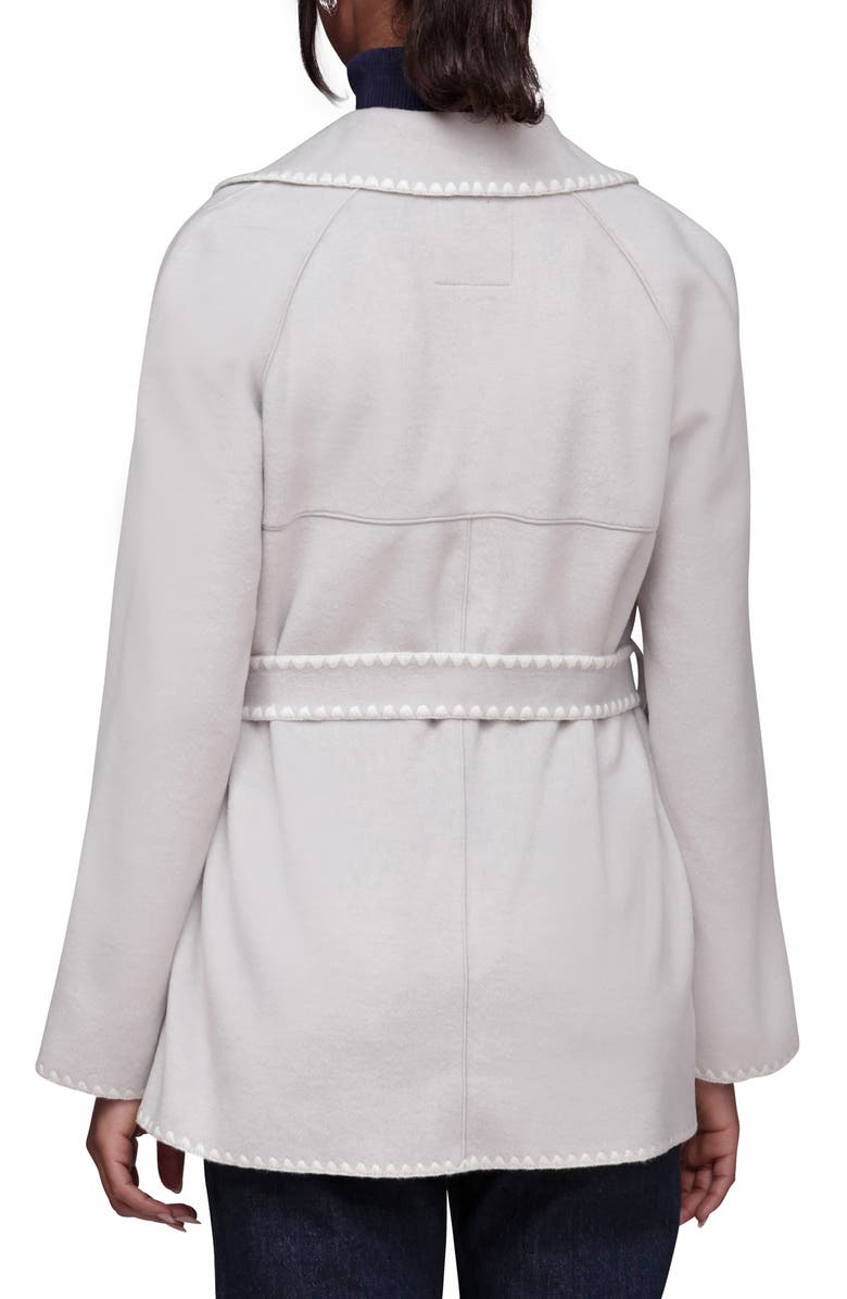 Bagatelle Contrast Stitch Belted Coat, Alternate, color, Light Grey