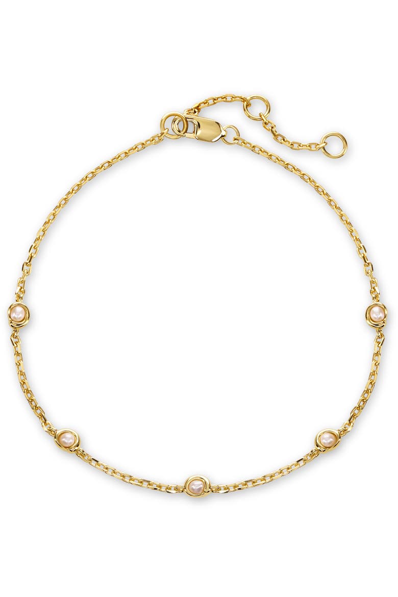 Freshwater Pearl Chain Bracelet in Gold Plated Sterling Silver, Main, color, Yellow Gold