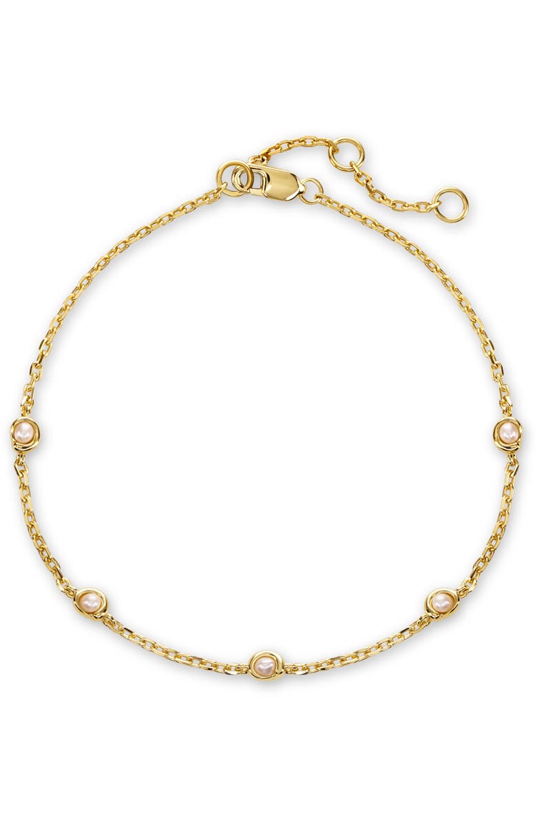 DEVATA Freshwater Pearl Chain Bracelet in Gold Plated Sterling Silver, Main, color, Yellow Gold