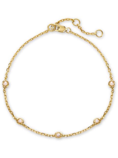 Freshwater Pearl Chain Bracelet in Gold Plated Sterling Silver