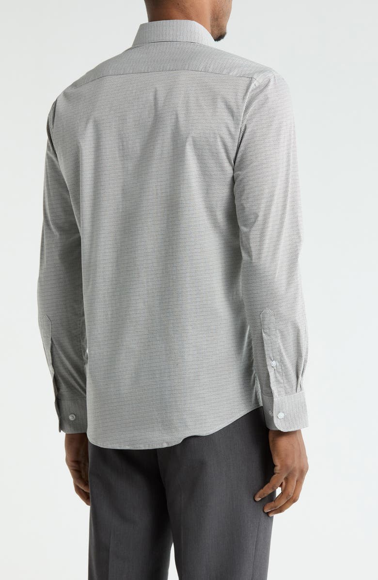 DKNY Slim Fit Geometric Print Stretch Dress Shirt, Alternate, color, Black Grey