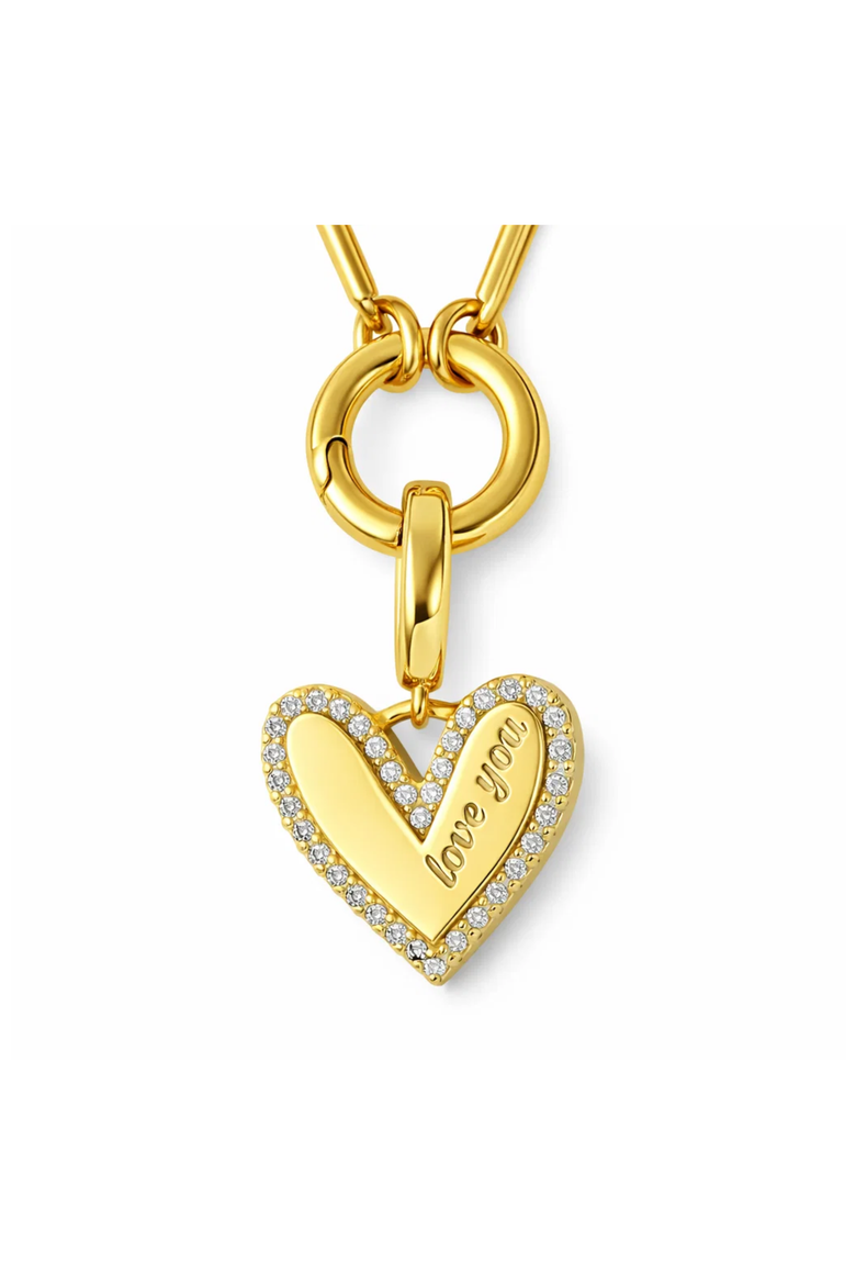 Elena "Love You" Pavé Heart Necklace, Alternate, color, Gold