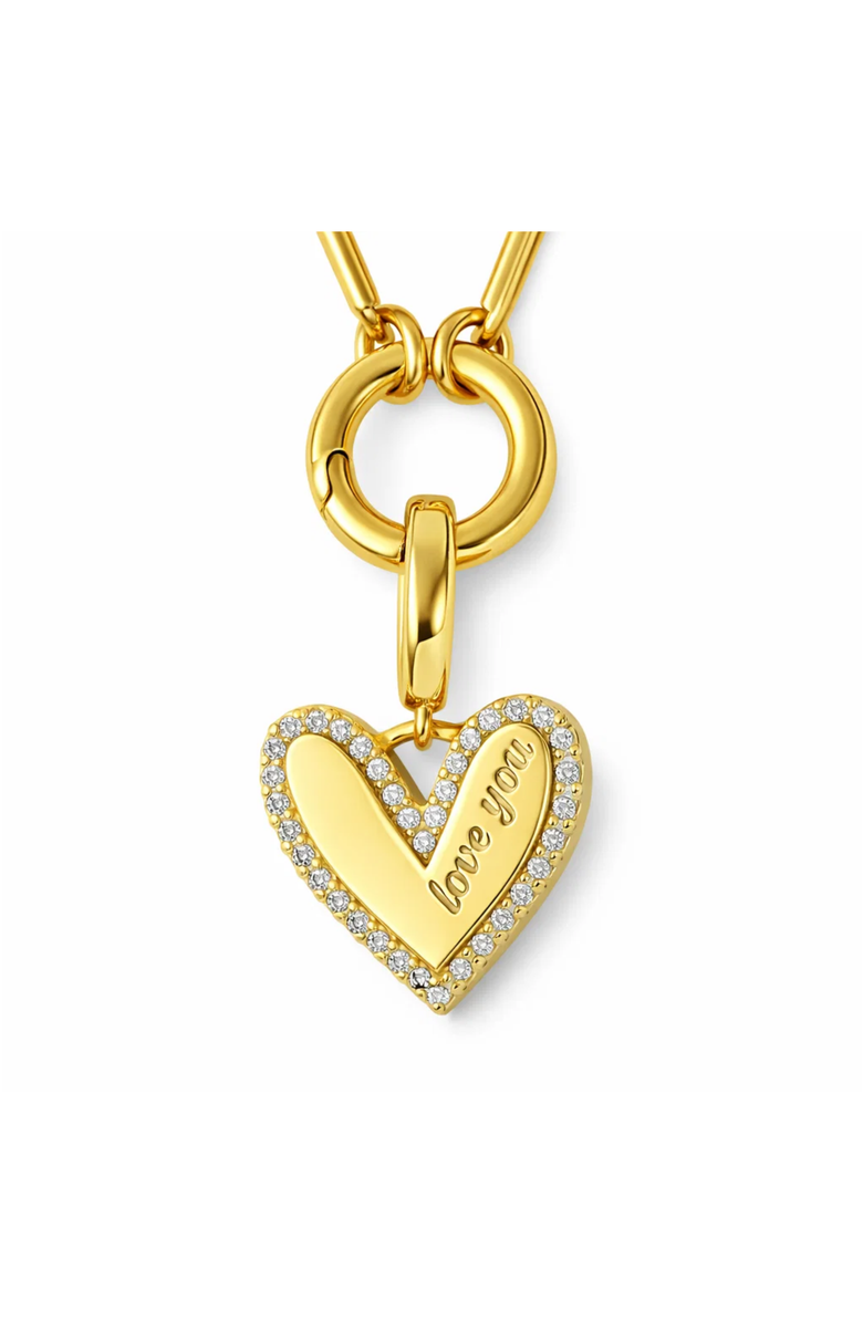 Hollywood Sensation Elena "Love You" Pavé Heart Necklace, Alternate, color, Gold
