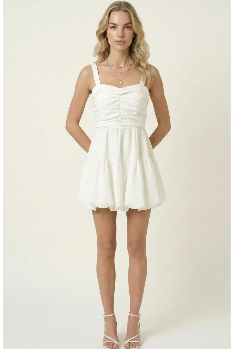 Ruched Sweetheart Flared Mini Dress, Alternate, color, White / Ivory
