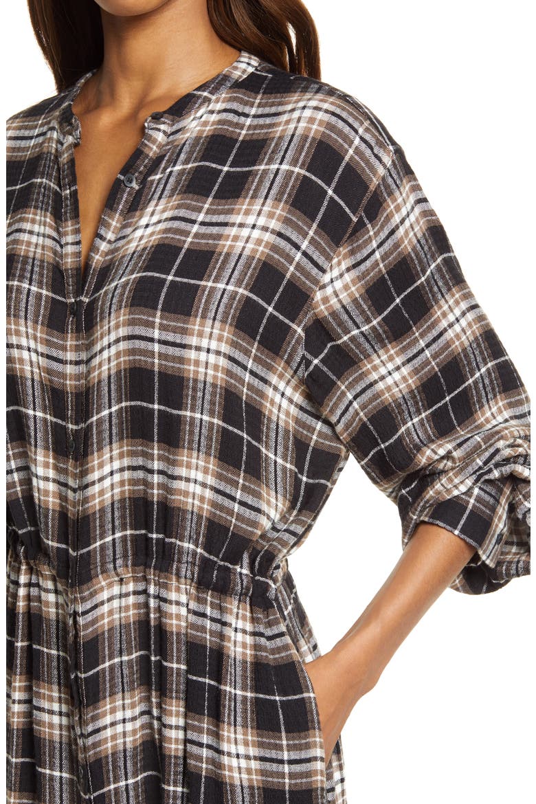 Plaid Long Sleeve Shirtdress, Alternate, color, BLACK DANVILLE PLAID