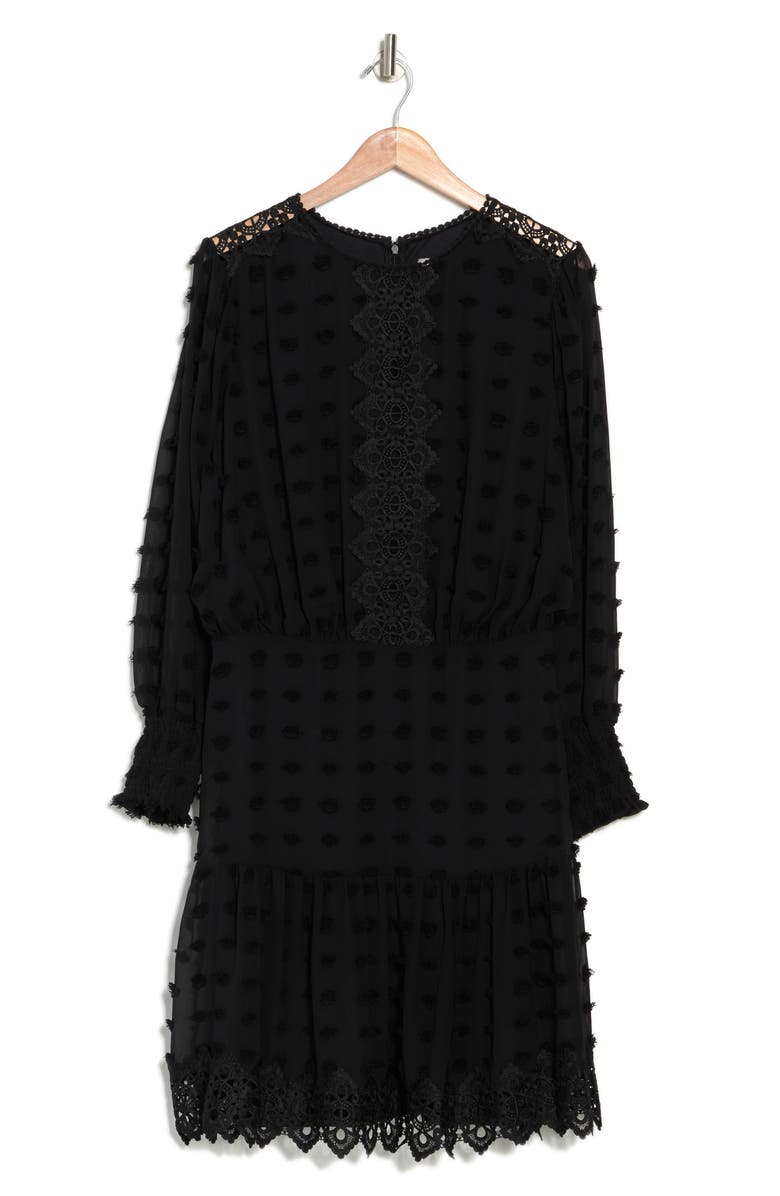 BY DESIGN Rina Lace Long Sleeve Dress, Alternate, color, Black