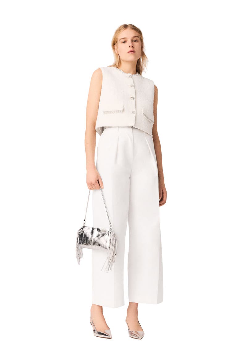 Balloon suit trousers, Alternate, color, White