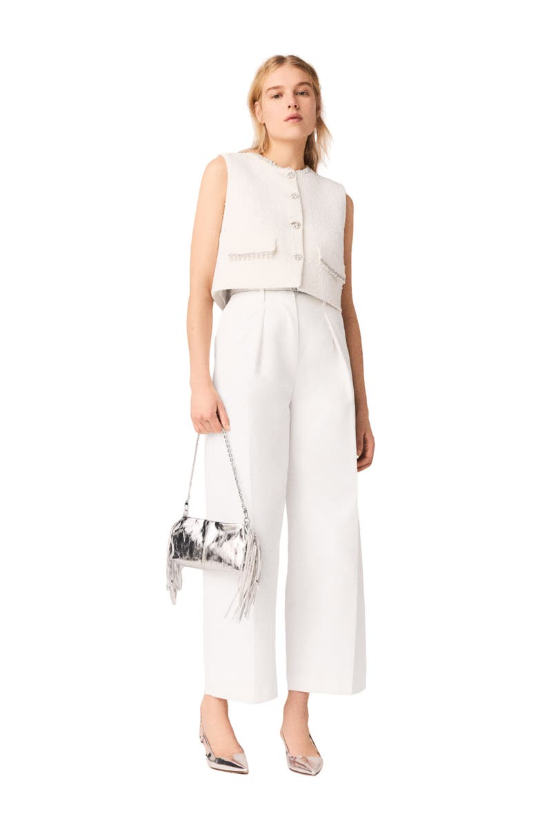 maje Balloon suit trousers, Alternate, color, White