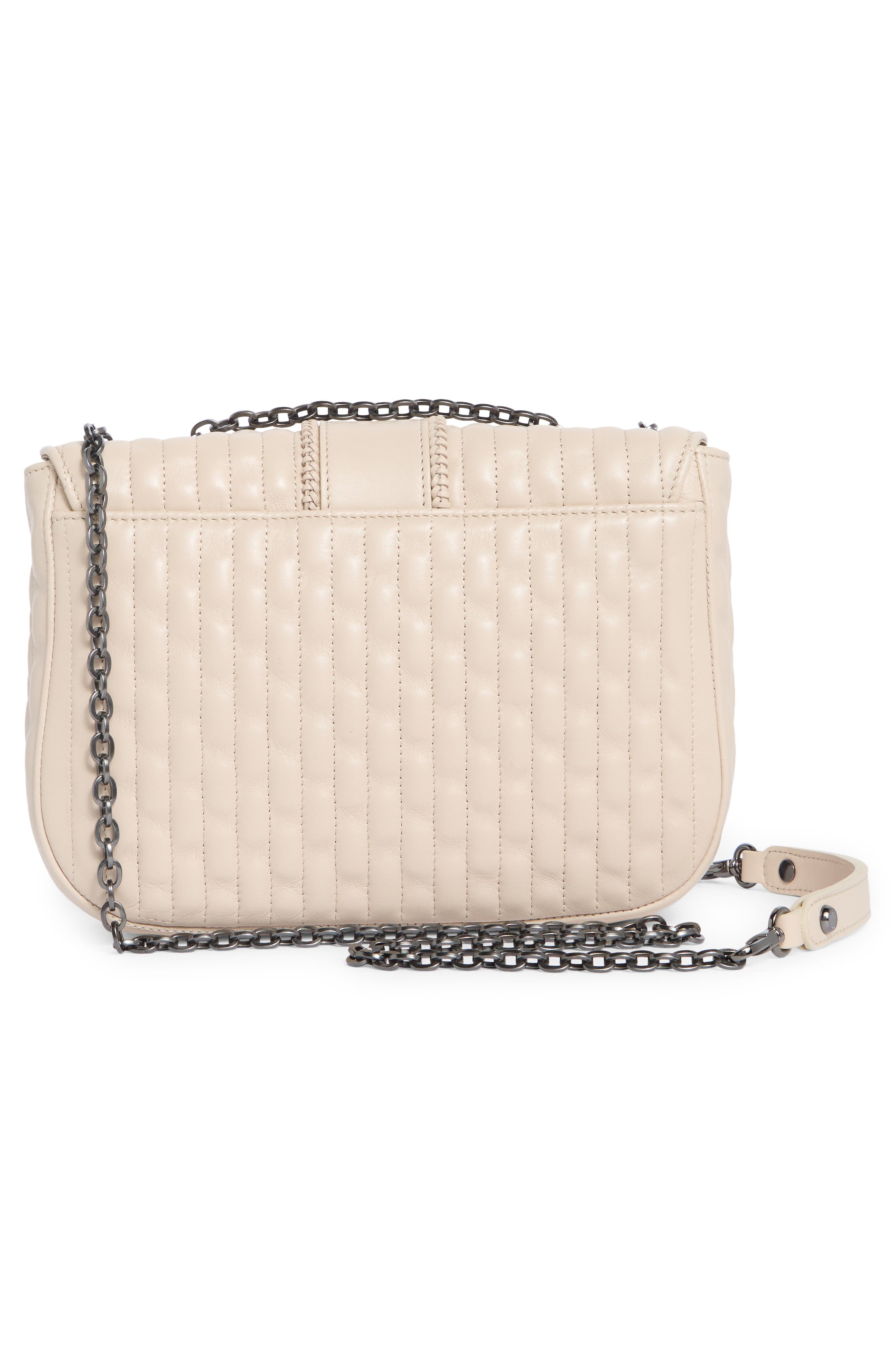 Longchamp Small Amazone Leather Quilted Convertible Crossbody Bag, Alternate, color, Chalk