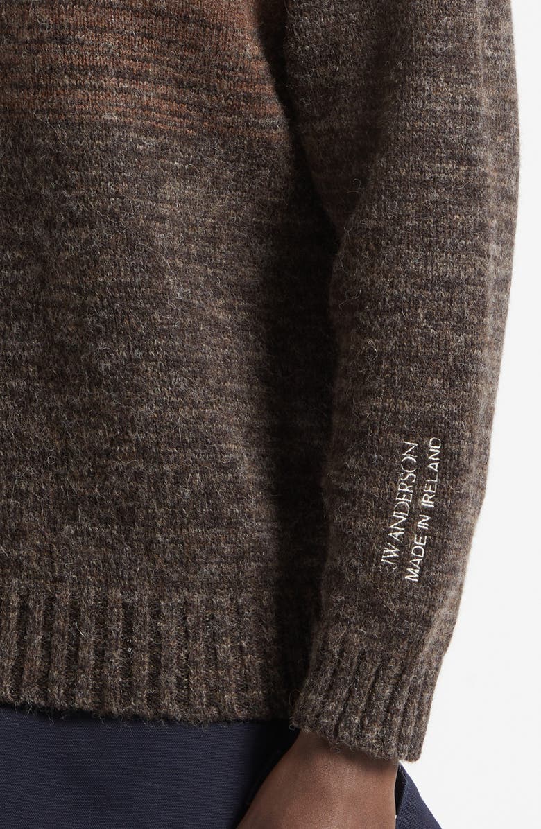 JW Anderson x Guinness Intarsia Logo Colorblock Wool Blend Sweater, Alternate, color, Brown