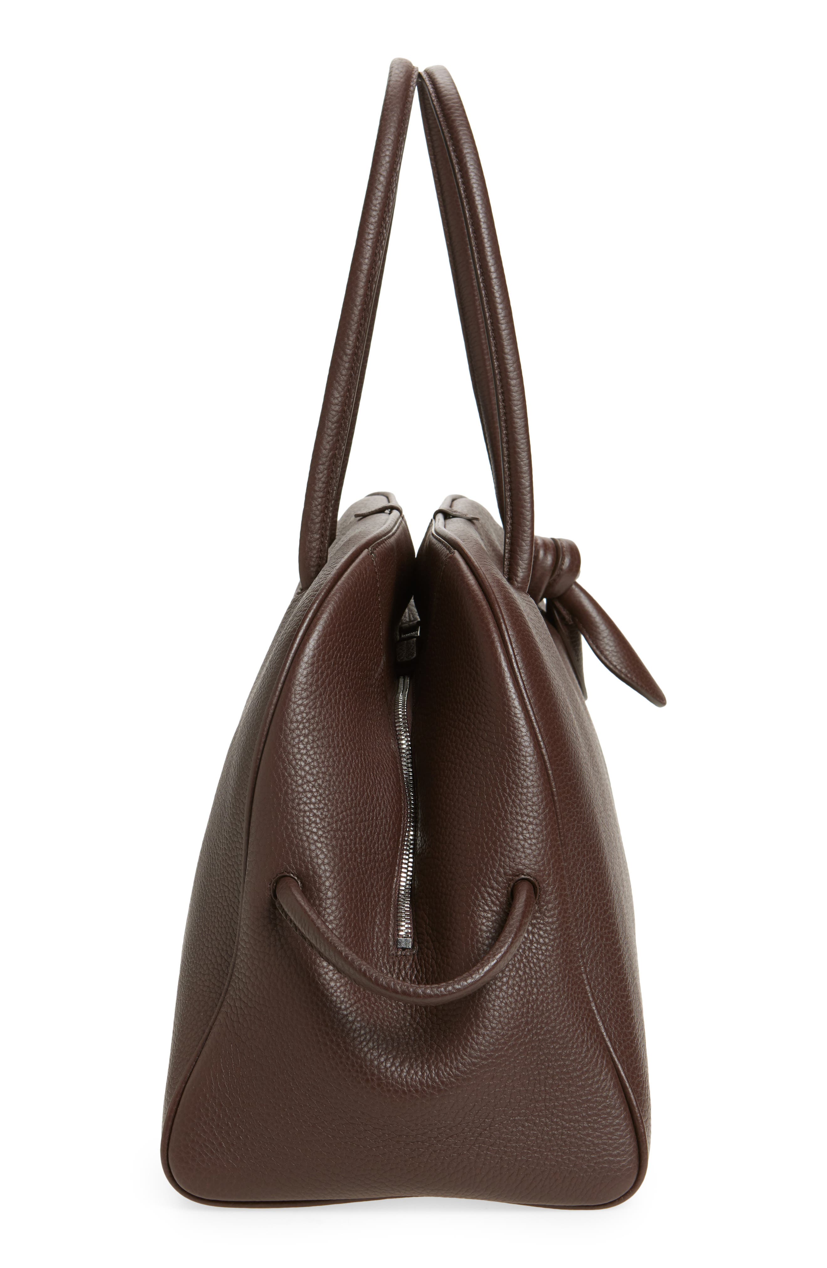 Jacquemus Le Grand Turismo Leather Bowling Bag, Alternate, color, Dark Brown 880