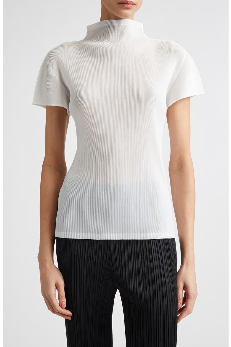 Mist Basics Funnel Neck Top, Main, color, WHITE