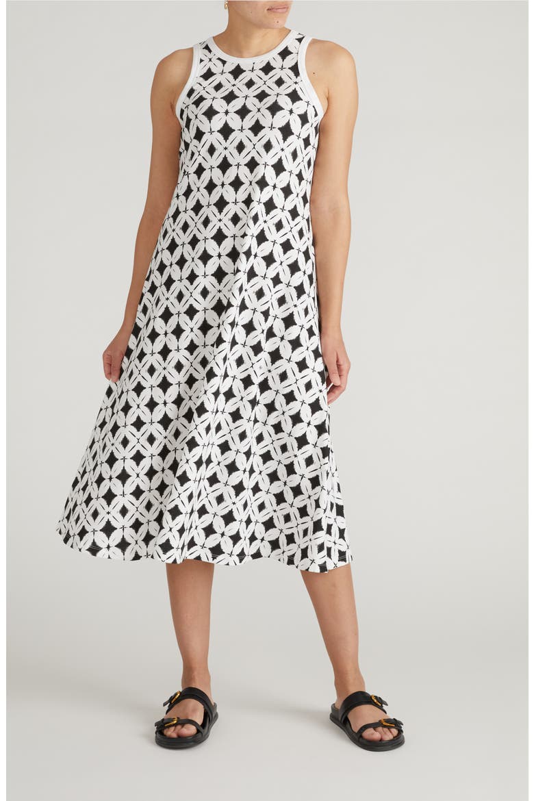 Sardinia Cotton Tank Dress, Main, color, BLACK/ WHITE FLOWER BED PRINT