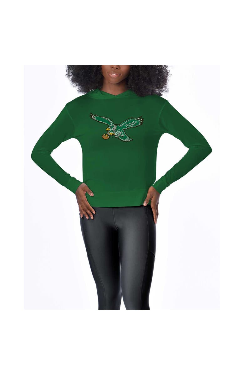 Certo Women's Certo Kelly Green Philadelphia Eagles Gridiron Classics Rundown Pullover Hoodie, Alternate, color, 