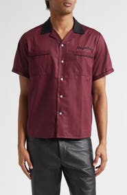 MIDNIGHT RODEO Chain Stitch Piped Voile Camp Shirt