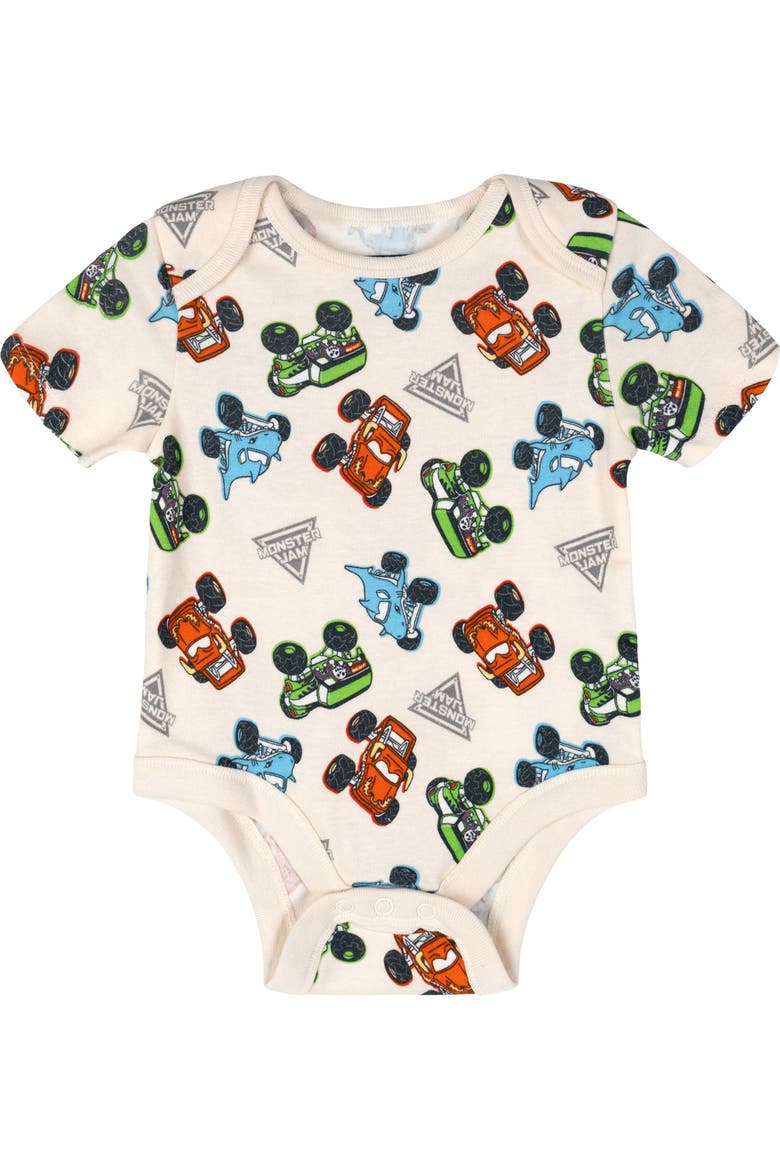 5-Pack Short Sleeve Bodysuits, Alternate, color, Monster Jam Multi
