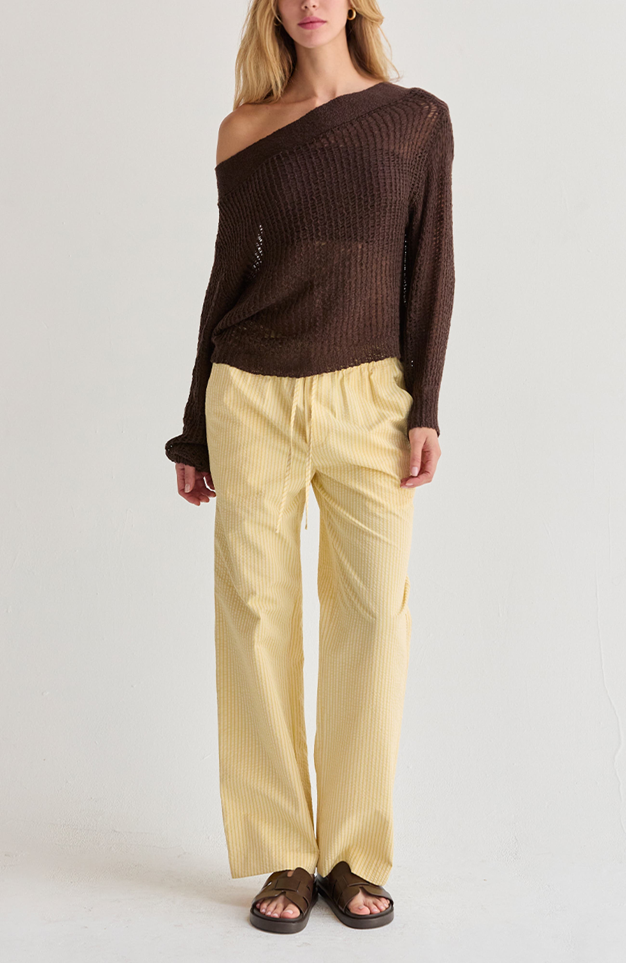 Textured Striped Drawstring Pants - image 4