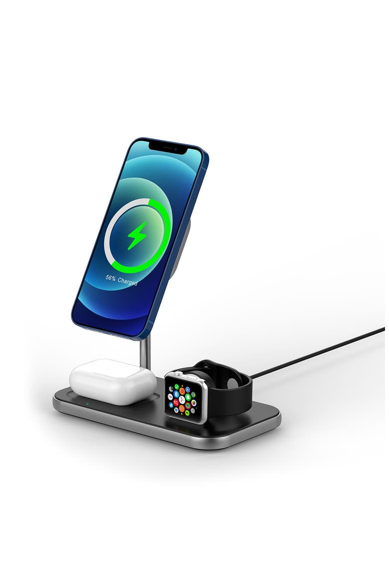 3-in-1 Wireless Charging Station, Alternate, color, BLACK