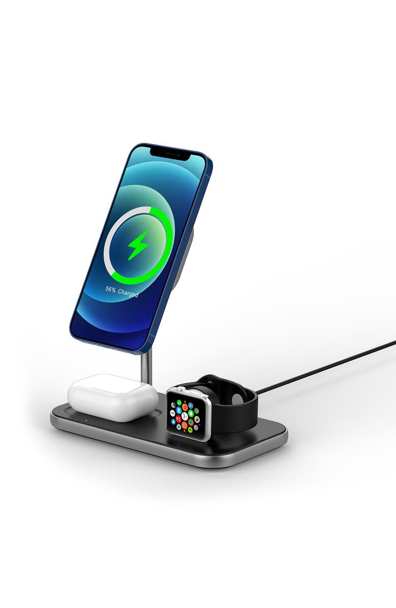 The Posh Tech 3-in-1 Wireless Charging Station, Alternate, color, Black