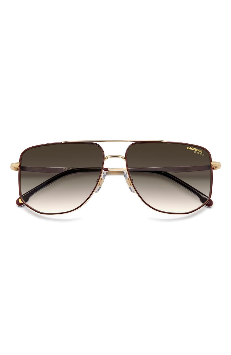 Carrera Eyewear 59mm Gradient Navigator Sunglasses, Alternate, color, Gold Burgundy/ Green Shaded