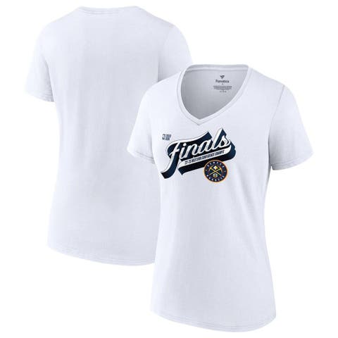 Women's Fanatics Branded White Denver Nuggets 2023 Western Conference Champions Locker Room Plus Size V-Neck T-Shirt