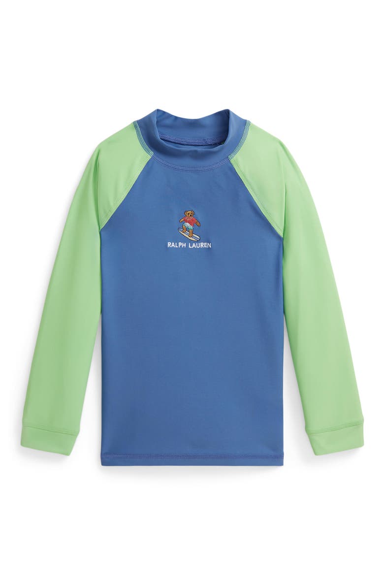 Kids' Long Sleeve Performance Rashguard, Main, color, BAI BLUE/ LIME