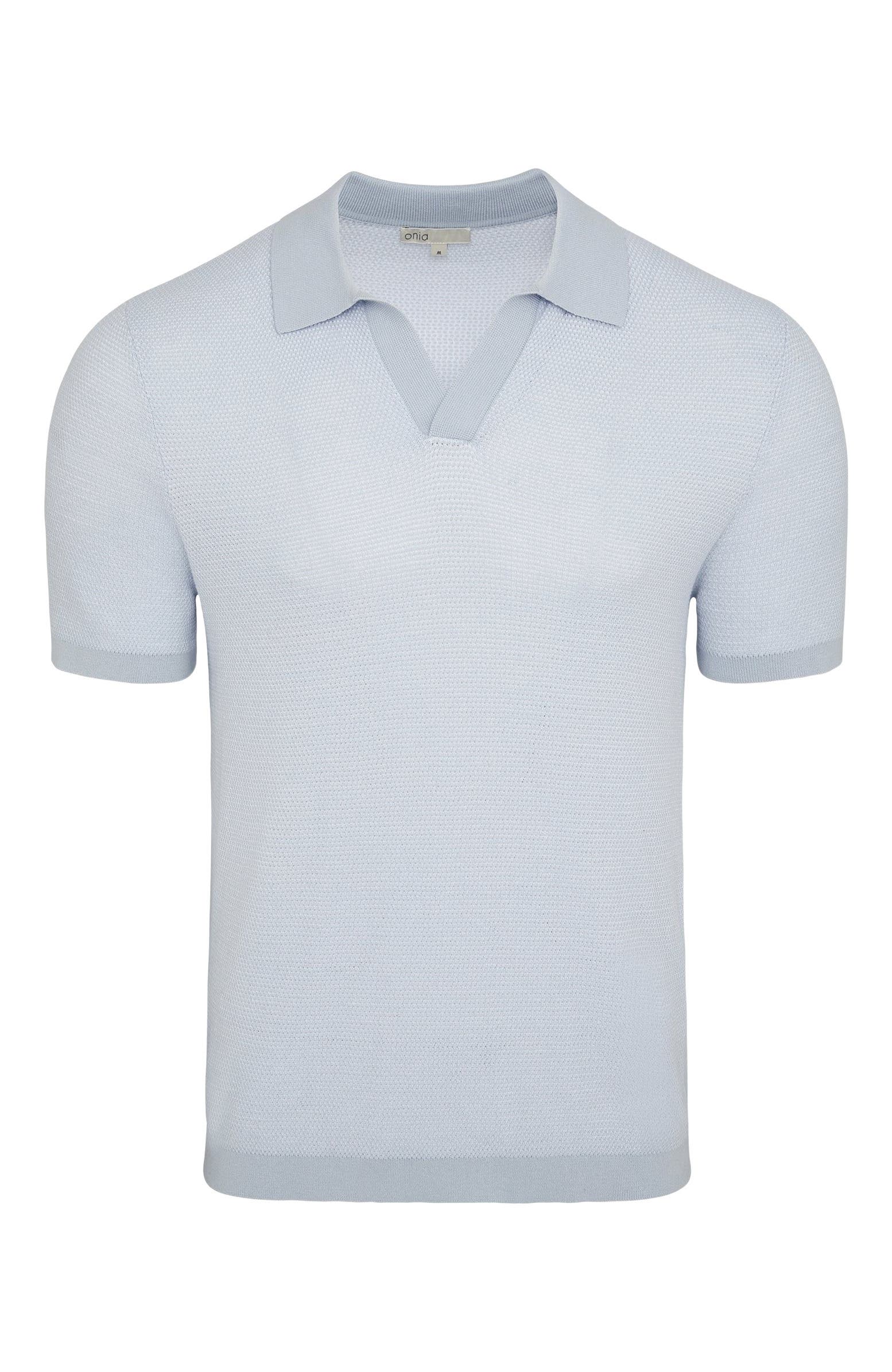 Textured Cotton Johnny Collar Polo - image 4