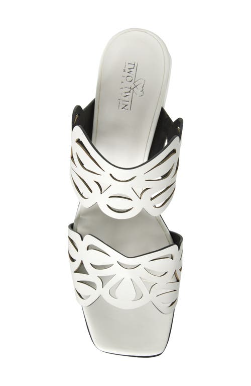 2 Twin Hearts Laser Cutout Slide Sandal In Bone