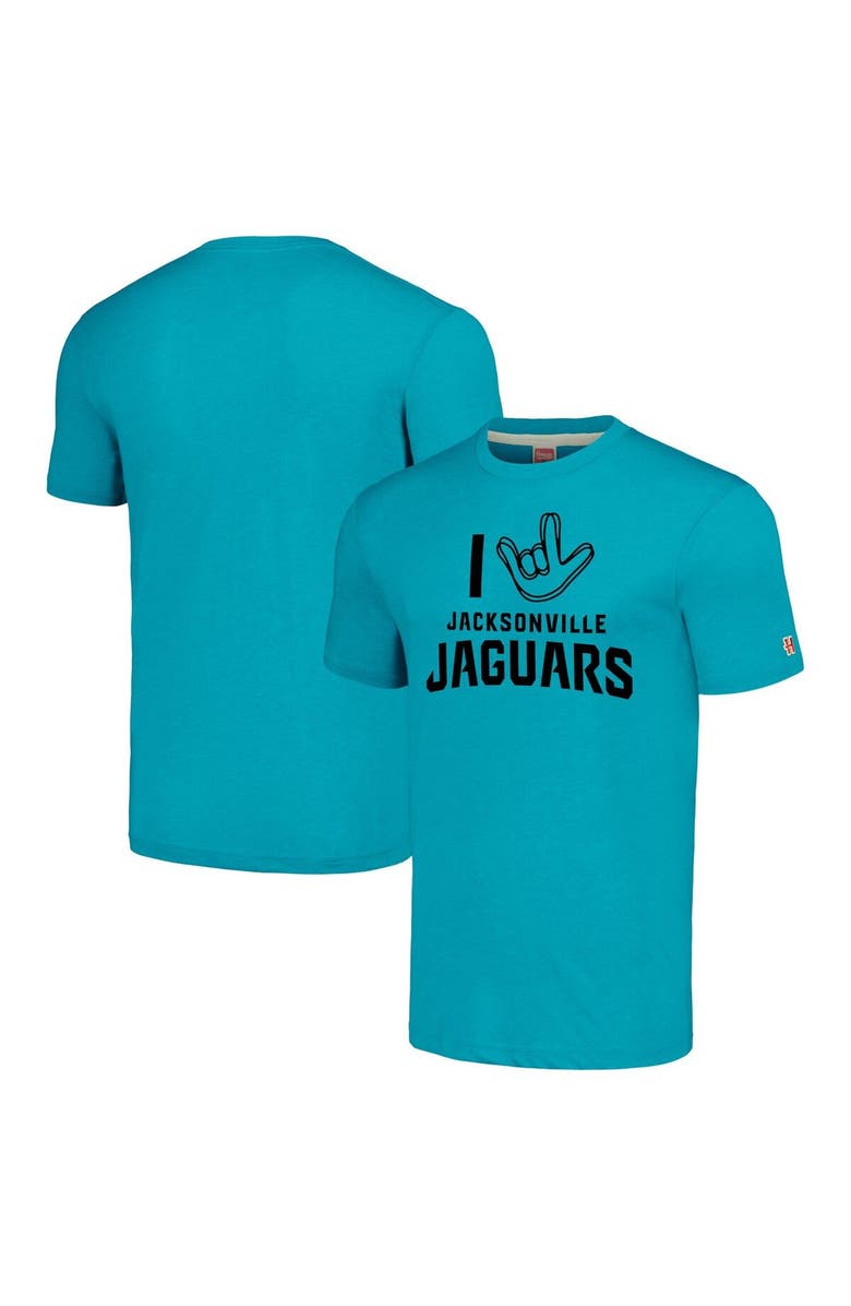 Homage Unisex Homage Teal Jacksonville Jaguars The NFL ASL Collection by Love Sign Tri-Blend T-Shirt, Main, color, Teal