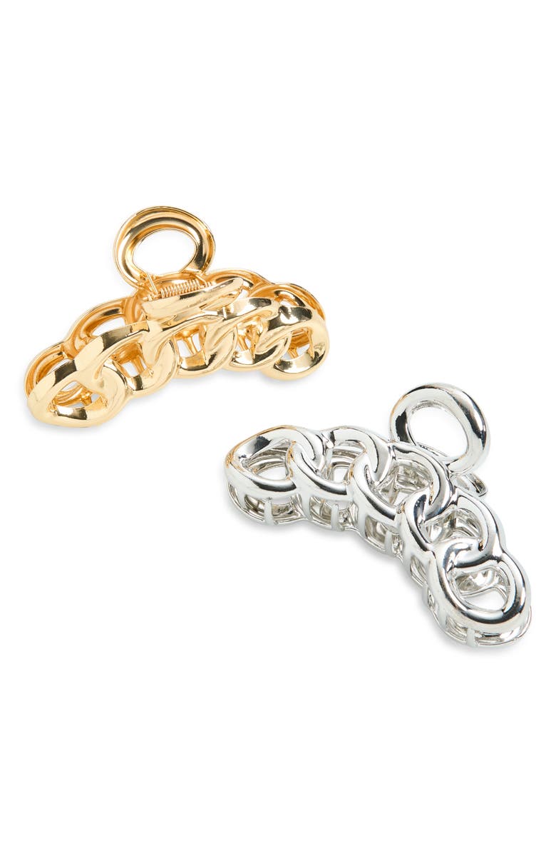Tasha 2-Pack Link Jaw Clip, Main, color, Gold/ Silver
