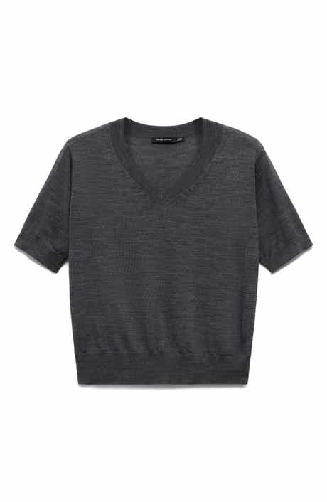 MANGO Selection V-Neck Short Sleeve Wool Sweater