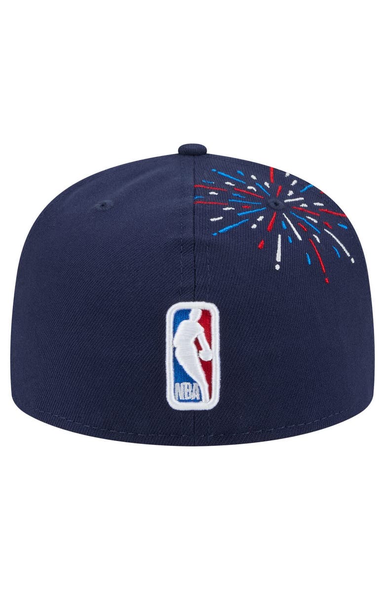 New Era Men's New Era Navy Golden State Warriors Americana Fireworks 59FIFTY Fitted Hat, Alternate, color, Navy