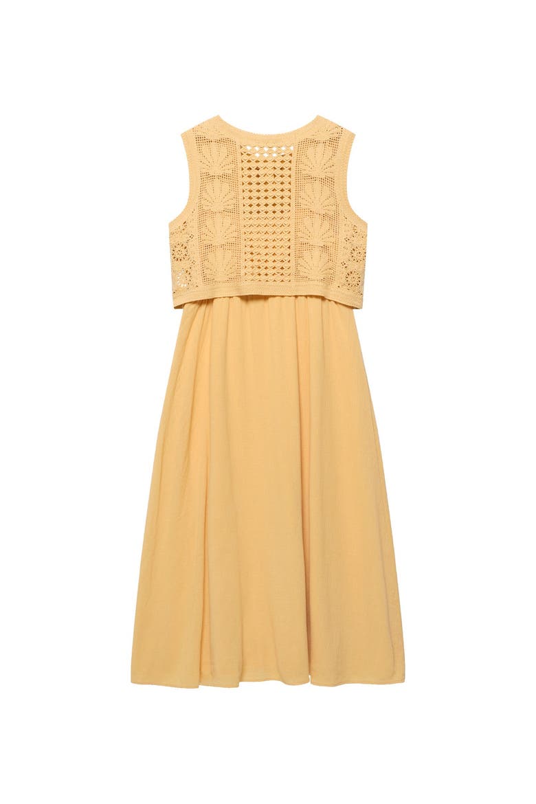 Cotton Blend Crochet Maxi Dress, Alternate, color, Yellow