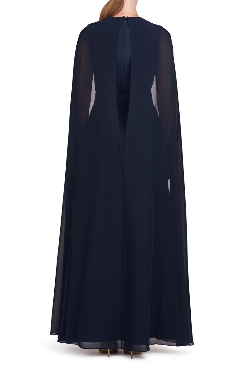 Kay Unger Freya Belted Cape Gown, Alternate, color, 