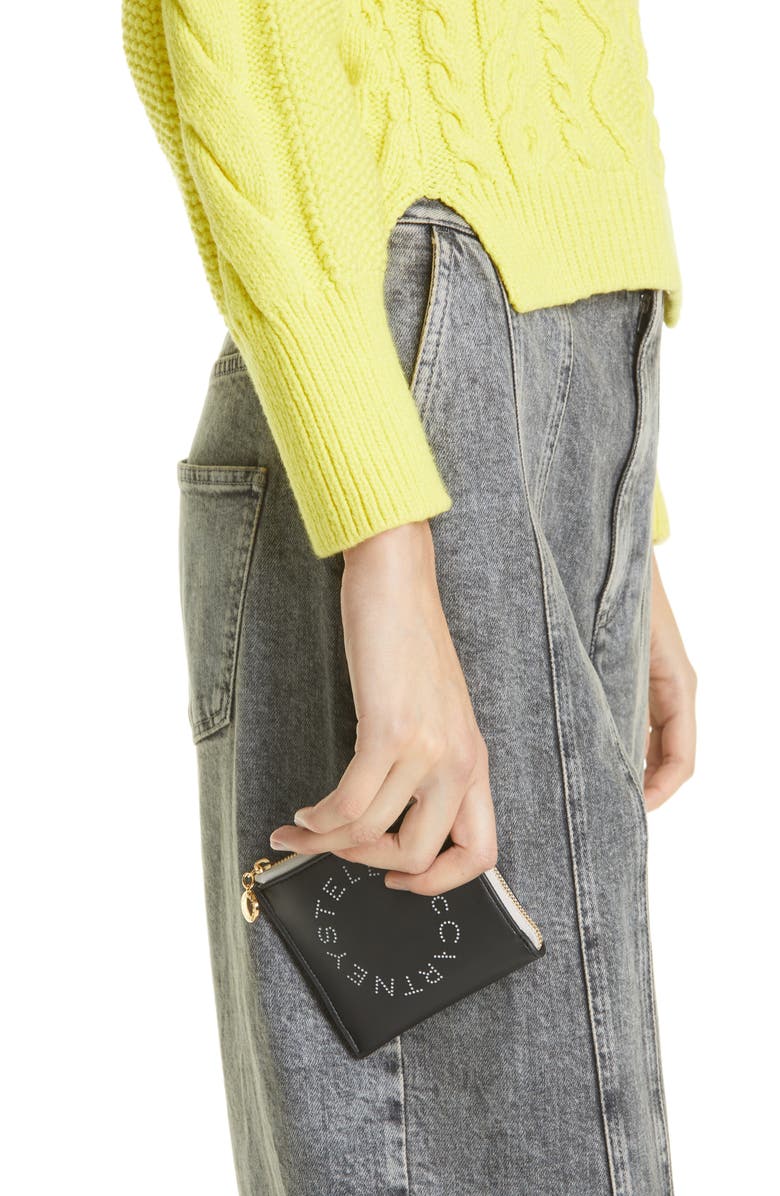 Stella McCartney Logo Faux Leather French Wallet with Removable Card Case, Alternate, color, 