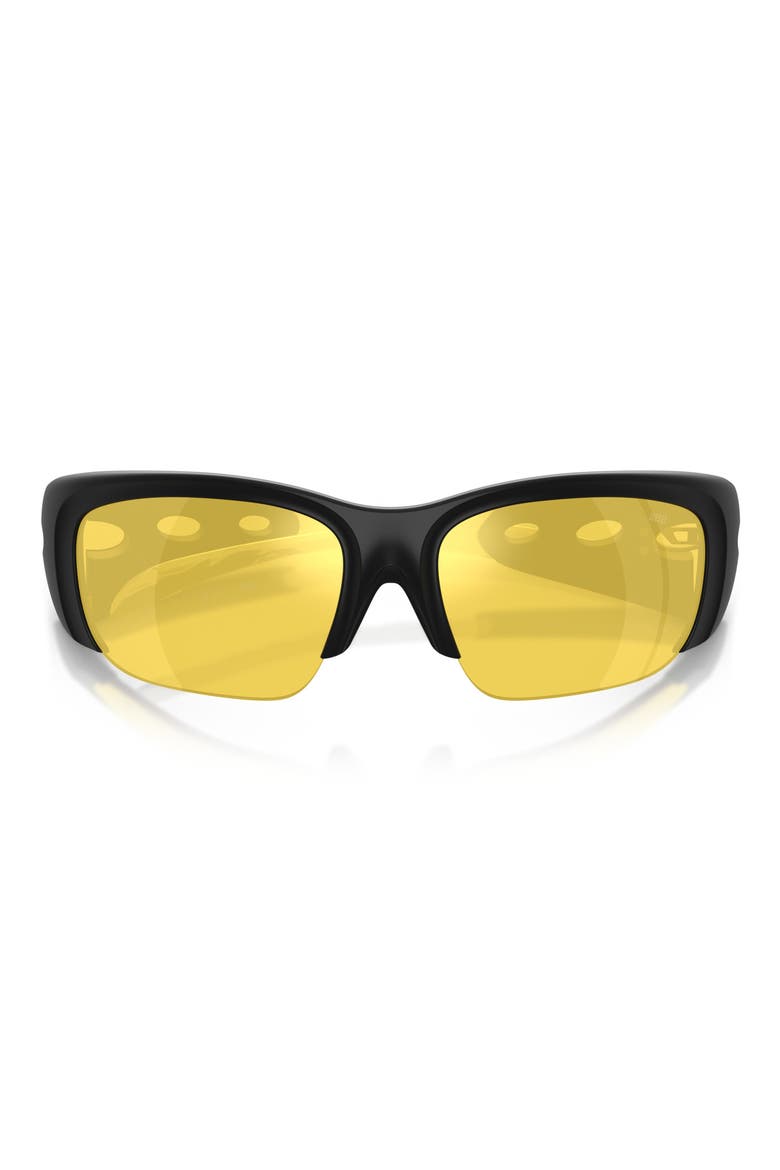 62mm Oversize Mirrored Pillow Sunglasses, Alternate, color, SOLID SHINY BLACK / YELLOW