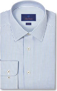 David Donahue Trim Fit Pinstripe Cotton & Cashmere Twill Dress Shirt