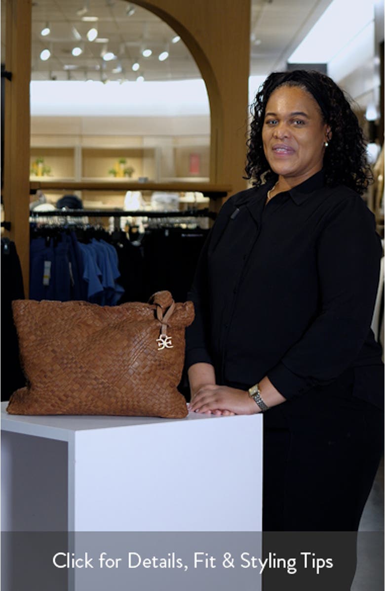 Large Priya Woven Leather Tote, sales video thumbnail